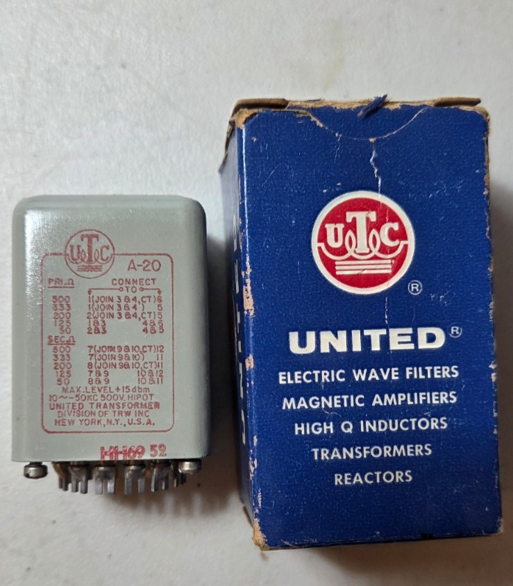 NEW UTC A-20 Spec NOS vintage audio transformer BNIB
