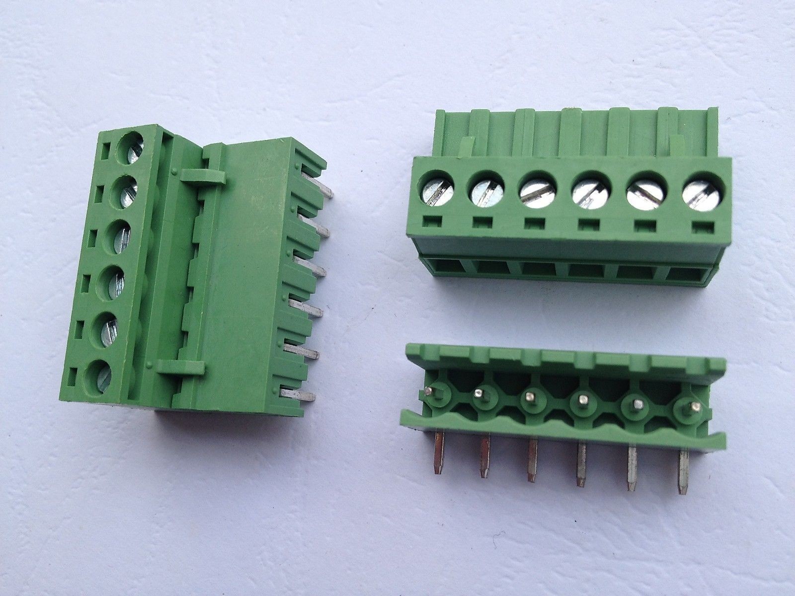 20pcs Angle 6pin/way 5.08mm Screw Terminal Block Connector Green Pluggbale Type