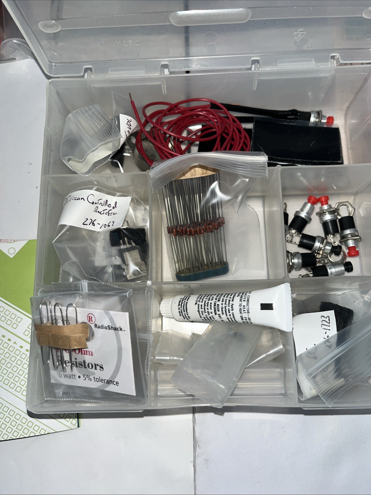 Misc Computer Items With Cases Resistors Diodes Pin Gage