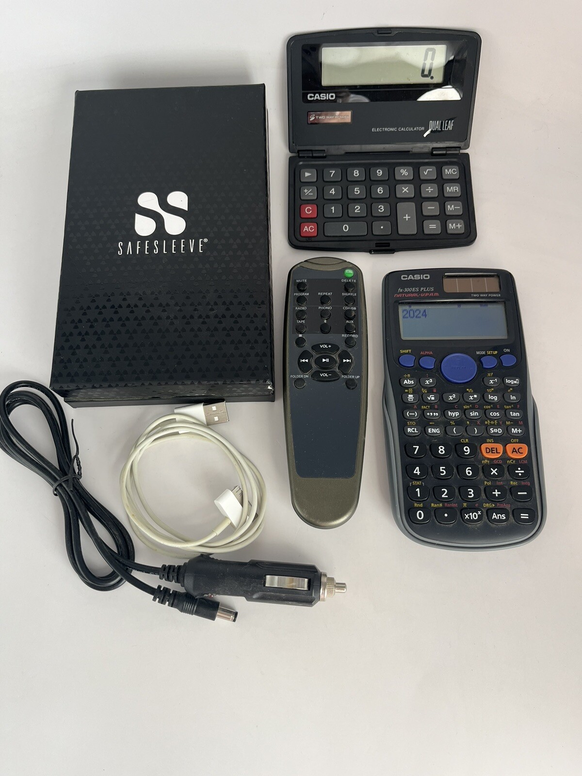 Electronics Calculators Lot W/ Anti Radiation Safesleeve & Cords