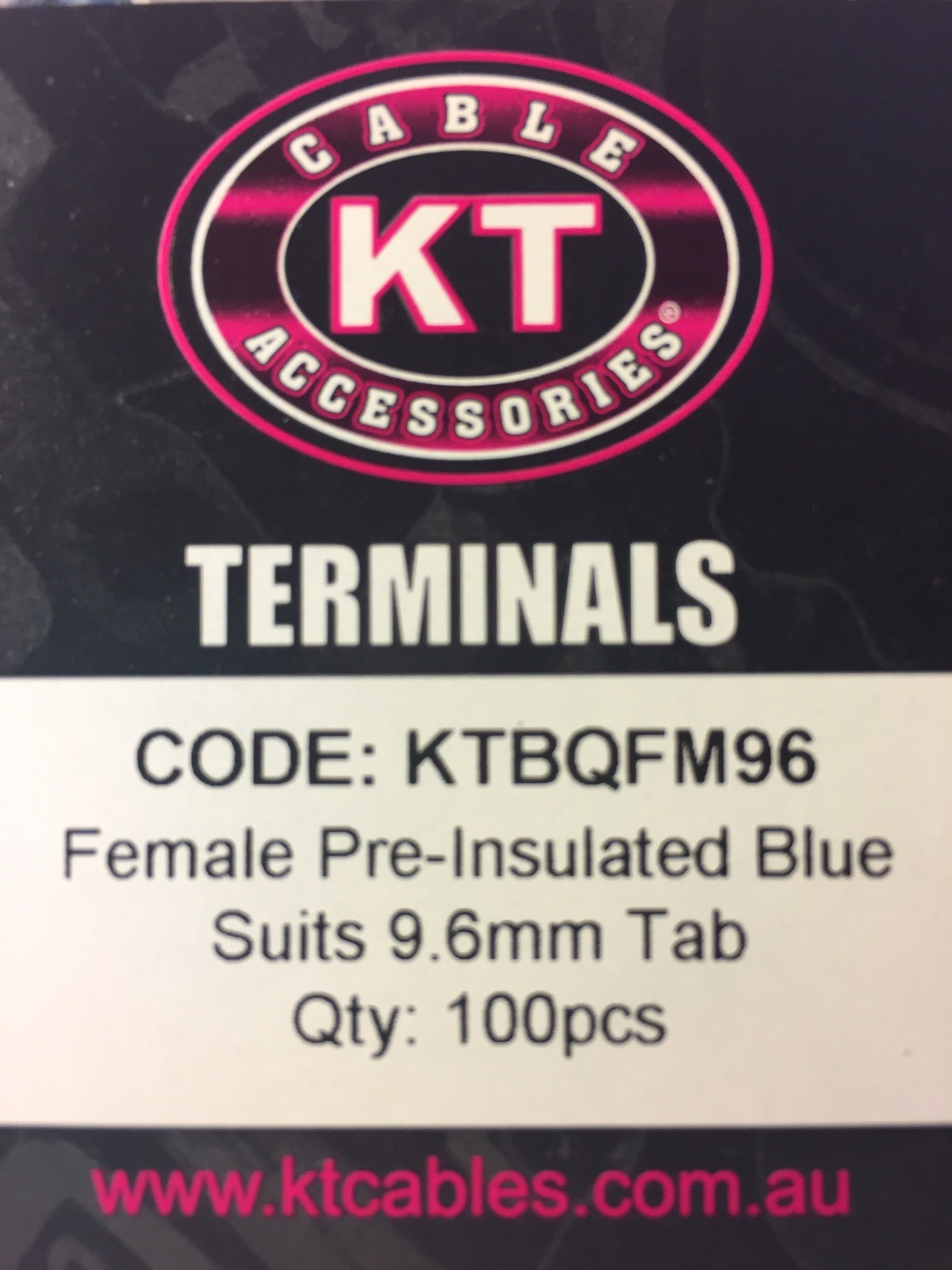 Connector Blue Female Pre-Insulated Terminal 1.5-2.5mm cable 9.6mm Tab 10 boxes