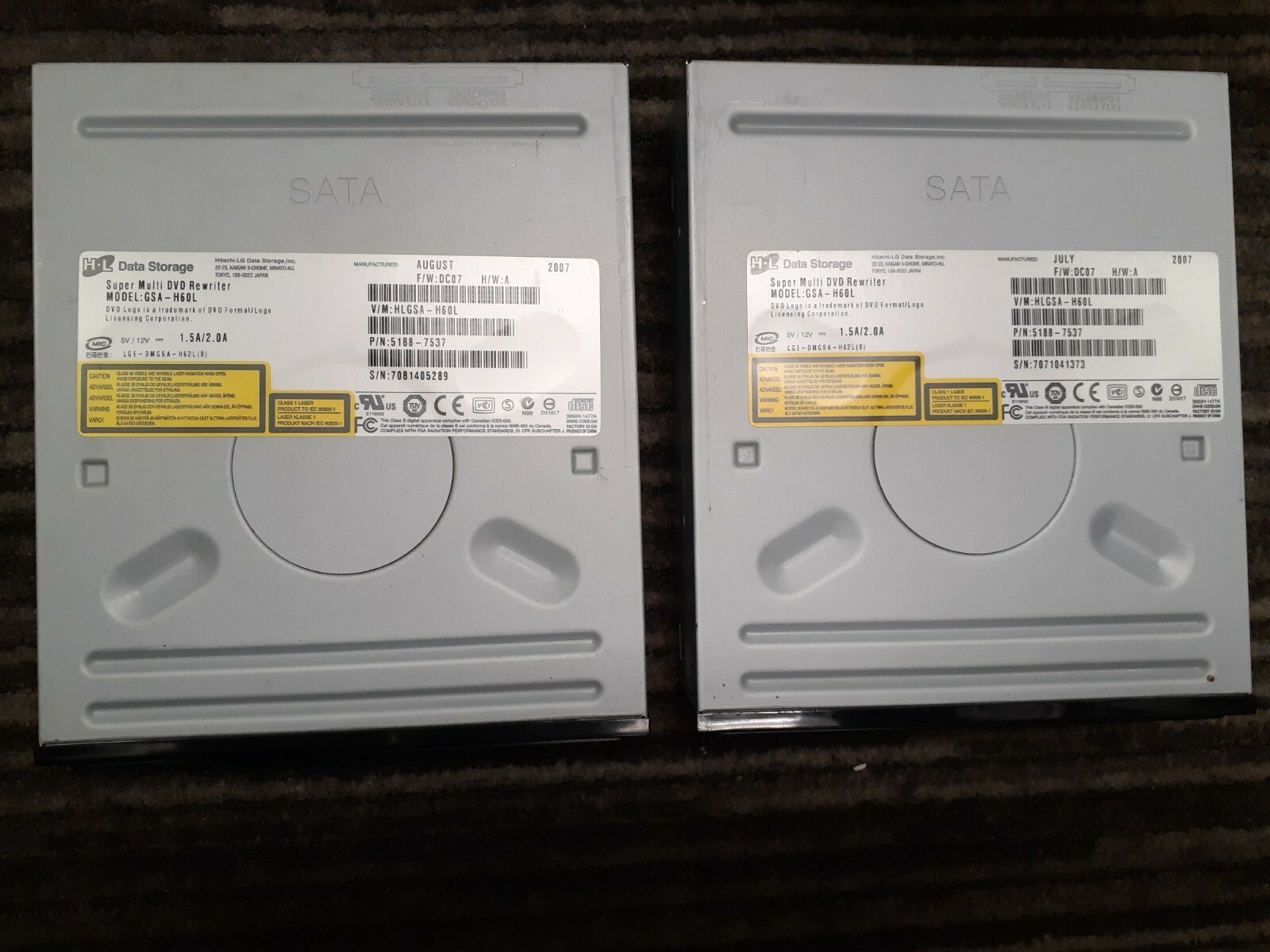(2) HL SUPER MULTI DVD REWRITER DRIVE SATA GSA-H60L 5188-7537