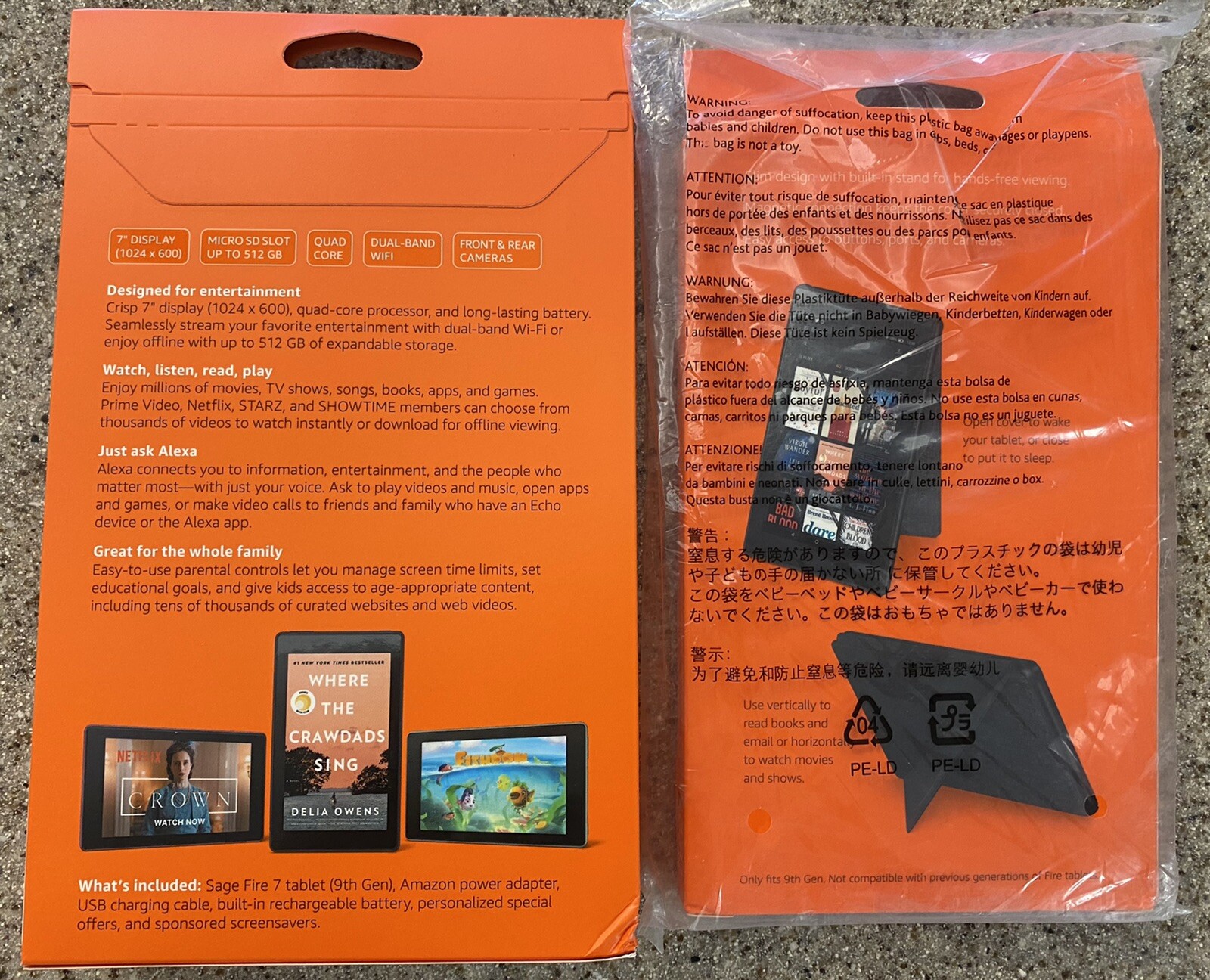 NEW 7″ Amazon Fire 7 16GB Sage Tablet w/Alexa, Wi-Fi 9th Generation & NEW Cover
