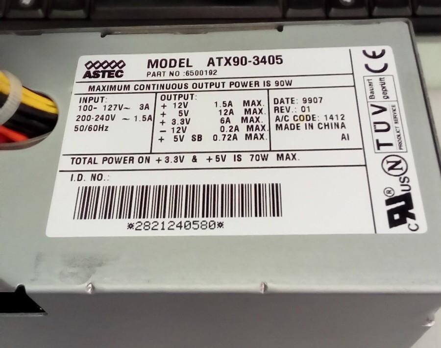 ASTEC ATX90-3405 90W mATX Power Supply 6500192