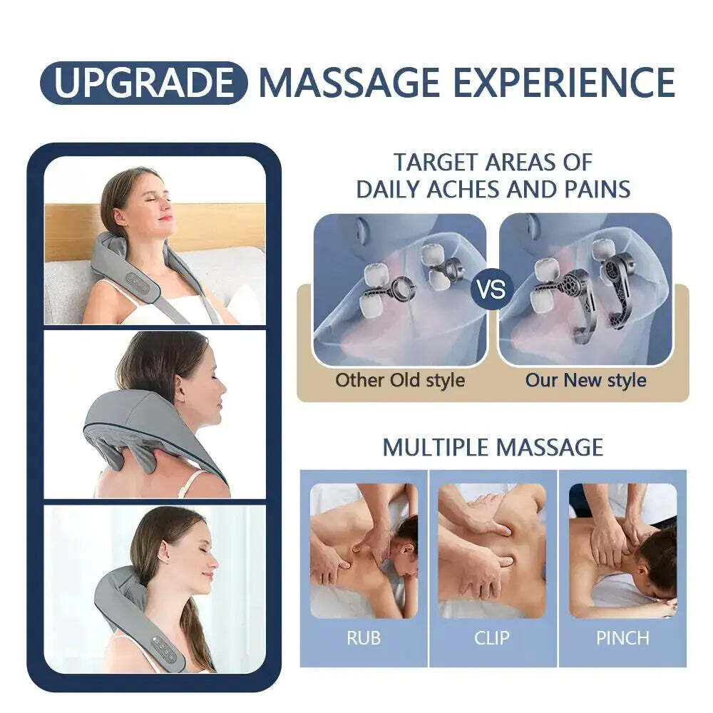 Shiatsu Back Neck and Shoulder Massager with Heat Deep Tissue 3D Kneading Pillow