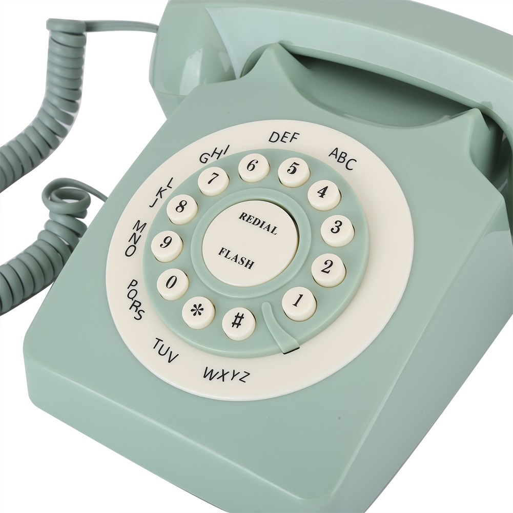 Vintage Green Telephone Clear Button Office Home High Quality Trending