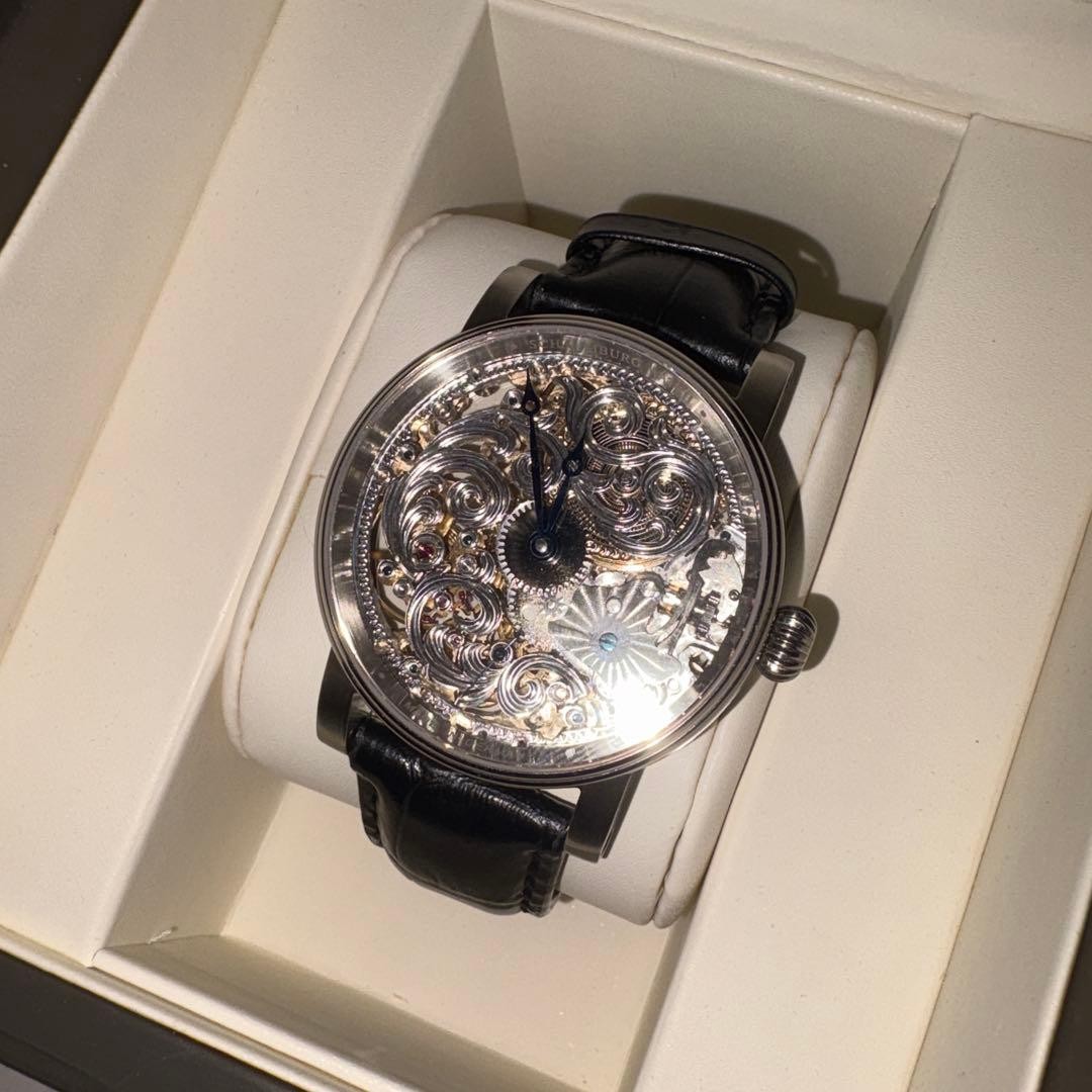 Schaumburg Watch Unikatorium -2-2 Hand-wound Skeleton Dial Leather Men’s w/Box