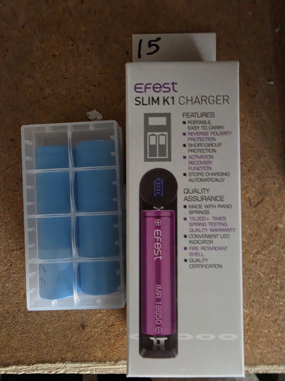 Efest Slim K1 USB Charger w/ 2x 18650 IMR Rechargeable Batteries