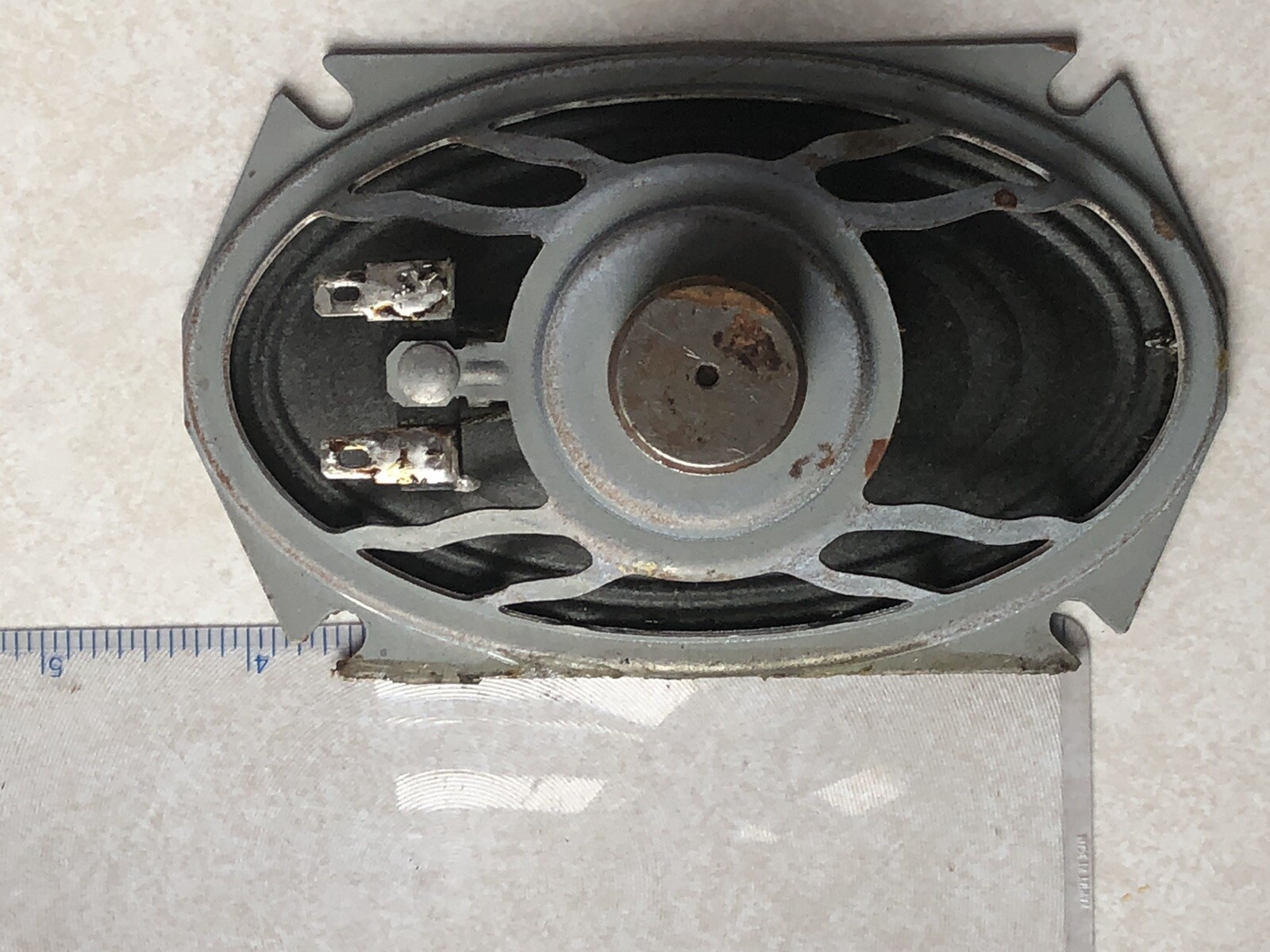 Speaker 8 ohm Approx 3-1/2 X 2-1/2 mounting hole centers. Overall About 5 X 3.