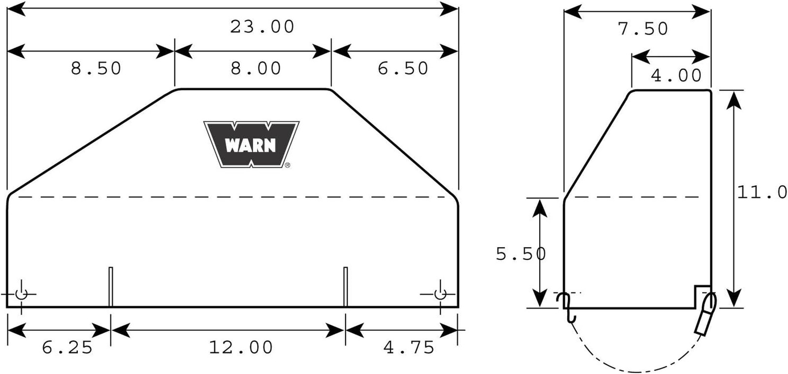 Soft Winch Cover with Bungee Fasteners for 9.5Ti & XD9000I – Black