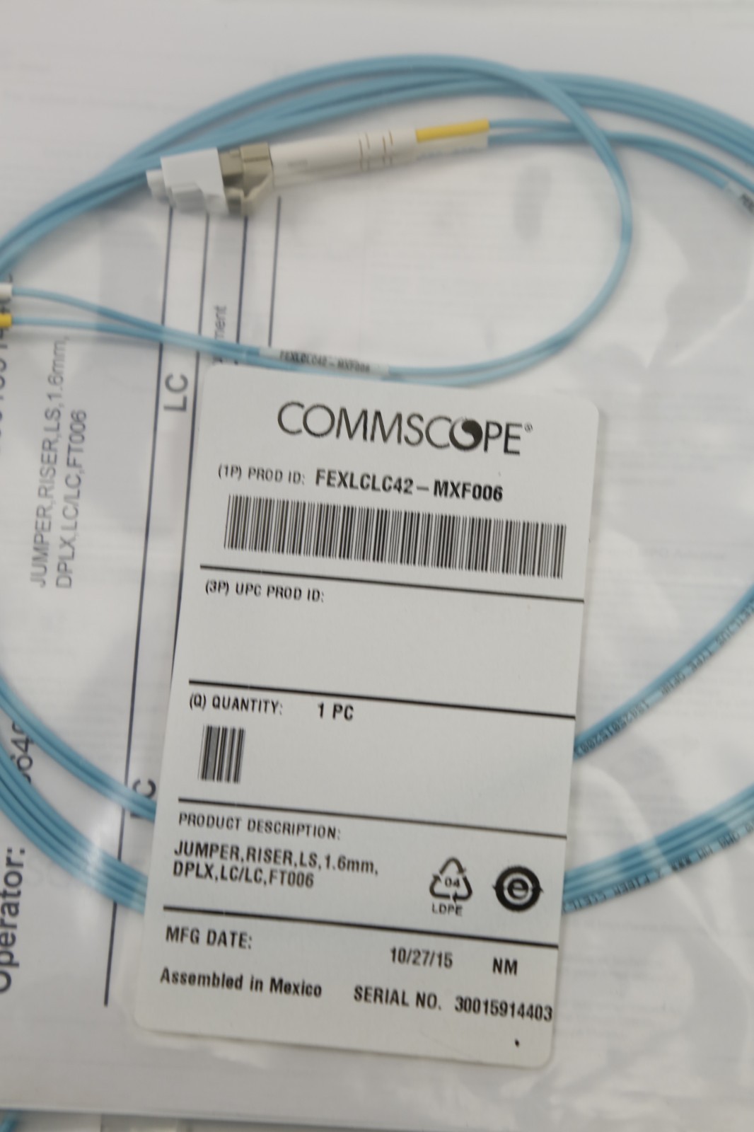 LOT of 2 CommScope FEXLCLC42-MXF006 Duplex LC/LC OM4 Fiber Jumper Cable FT006