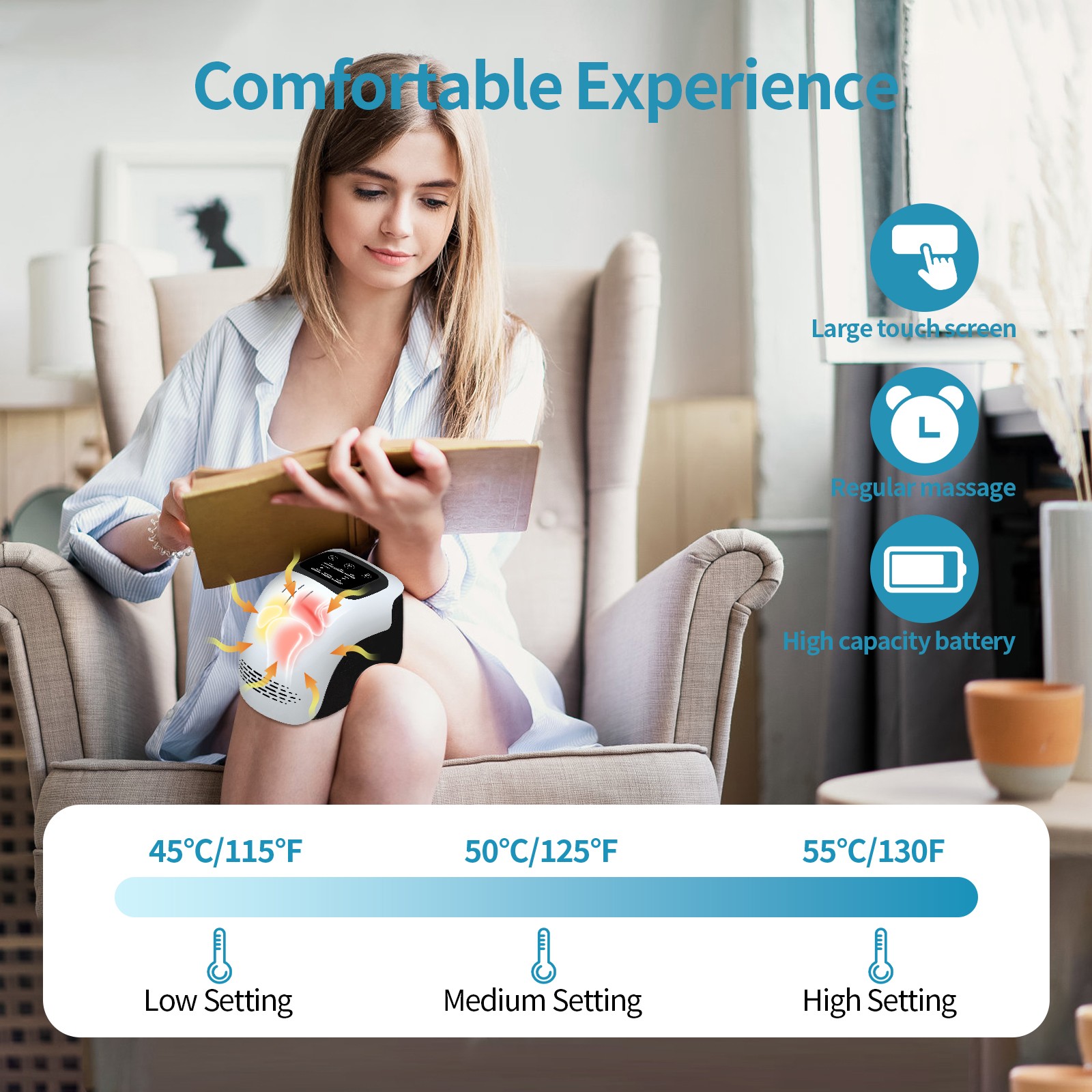 Intelligent Home Use Electric Intelligent Kneading Heating Knee Massager Recharg