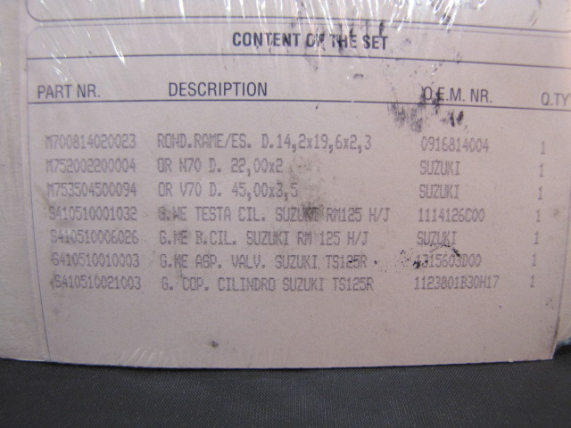 GASKET SET SUZUKI RM125 H/J 87-88