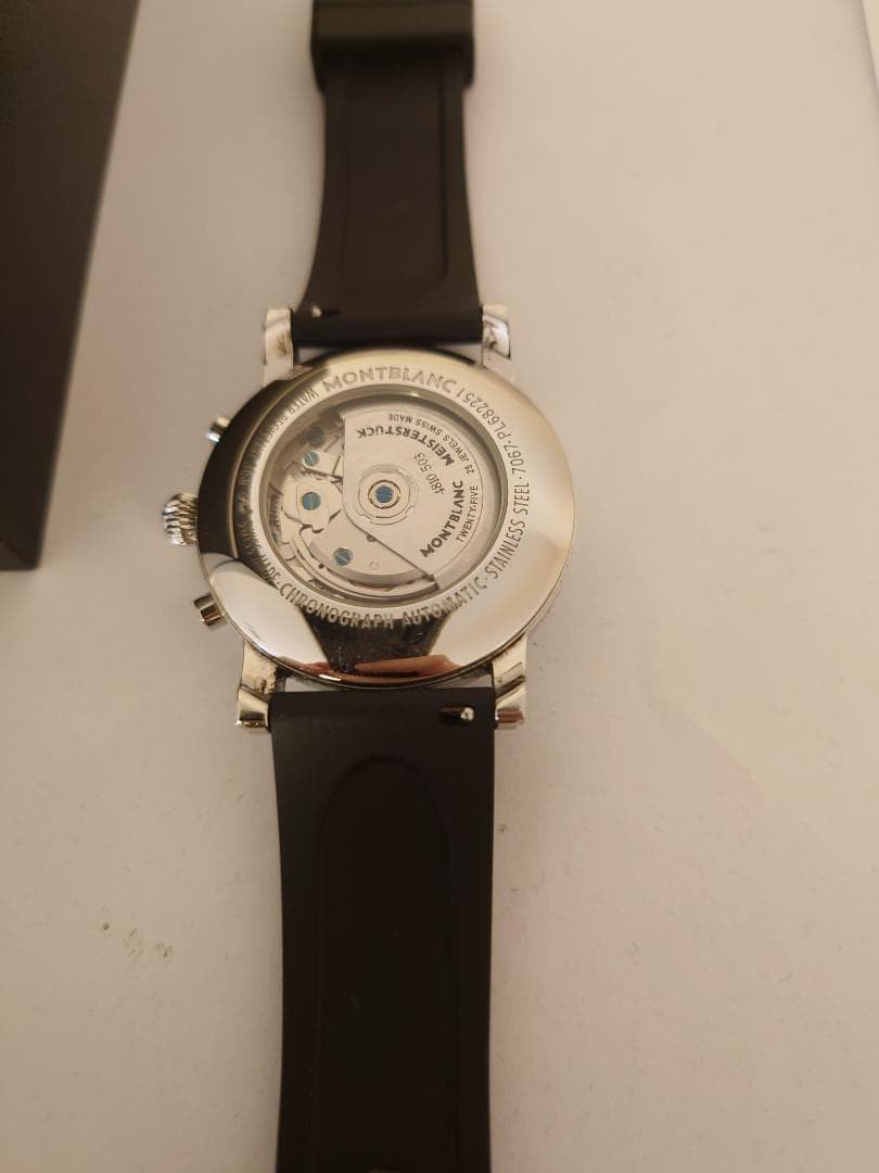 Montblanc Star GMT Automatic Black Rubber Strap Silver Men’s w/Boxed