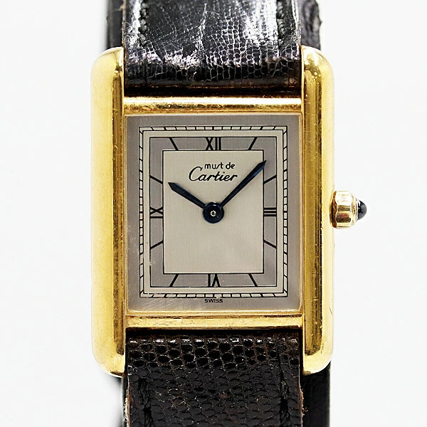 Cartier Must Tank SM SV925 Quartz Silver Square Dial Ladies Watch Accessary