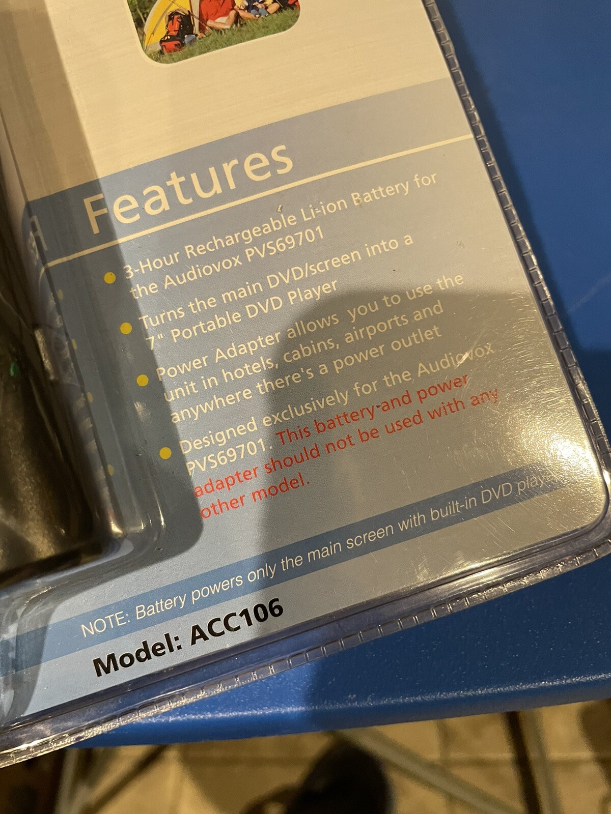Audiovox 3 Hour Rechargeable Battery w/ Home&Go Power Adapter