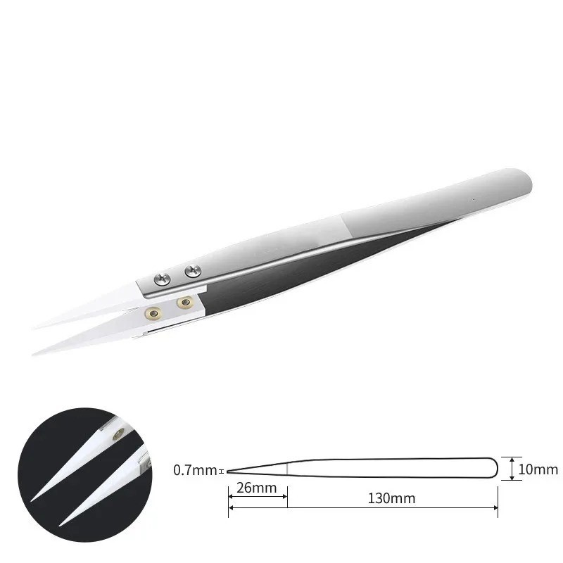 Stainless Steel Ceramic Tweezers Heat Resistant Non Conductive Ceramic tip
