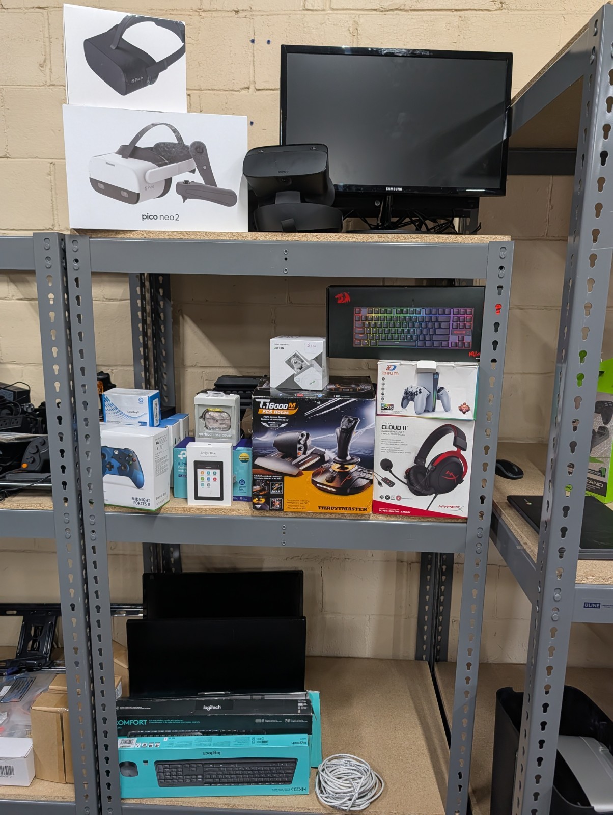 Bulk Electronics Resellers Lot— 30 Monitors, Retro Gaming Console, 6 VRs & More