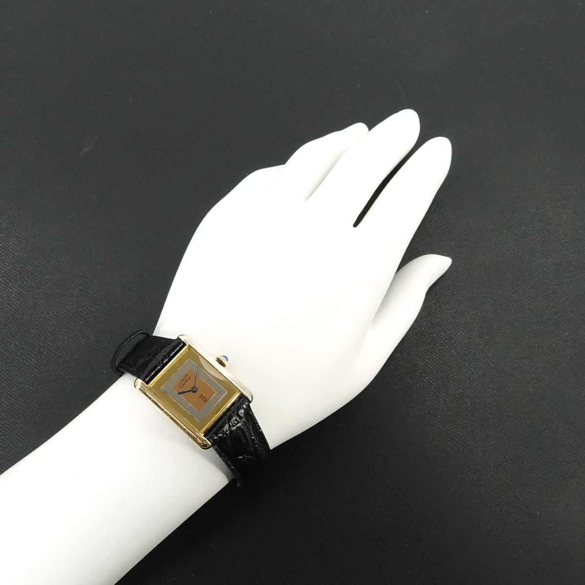 Cartier Must Tank Vermeil Trinity Ladies Watch SV925 Manual Winding Square Dial