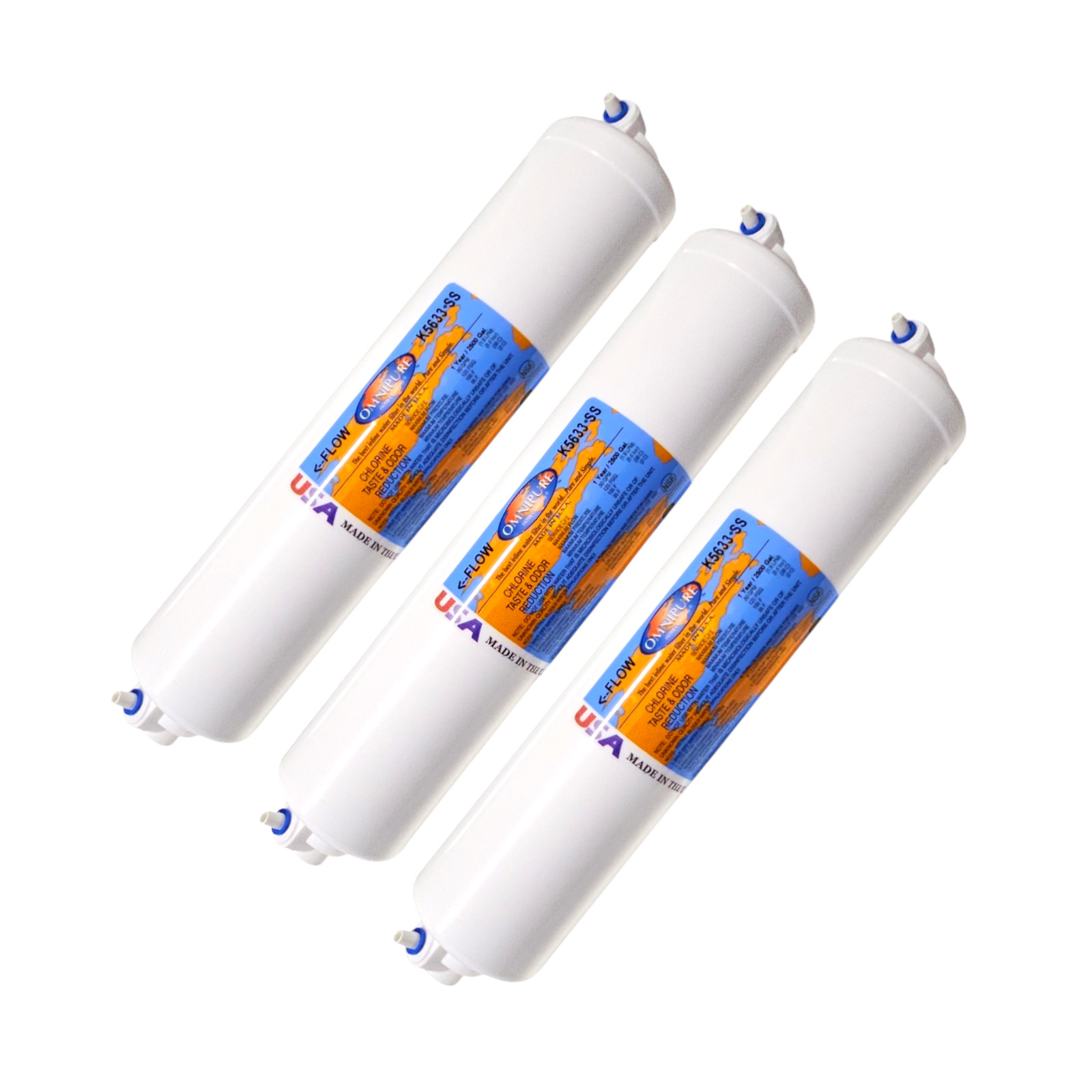 Omnipure K5633-SS Inline GAC 12″ x 2.5″ Postfilter 1/4″QC (3 Pack)