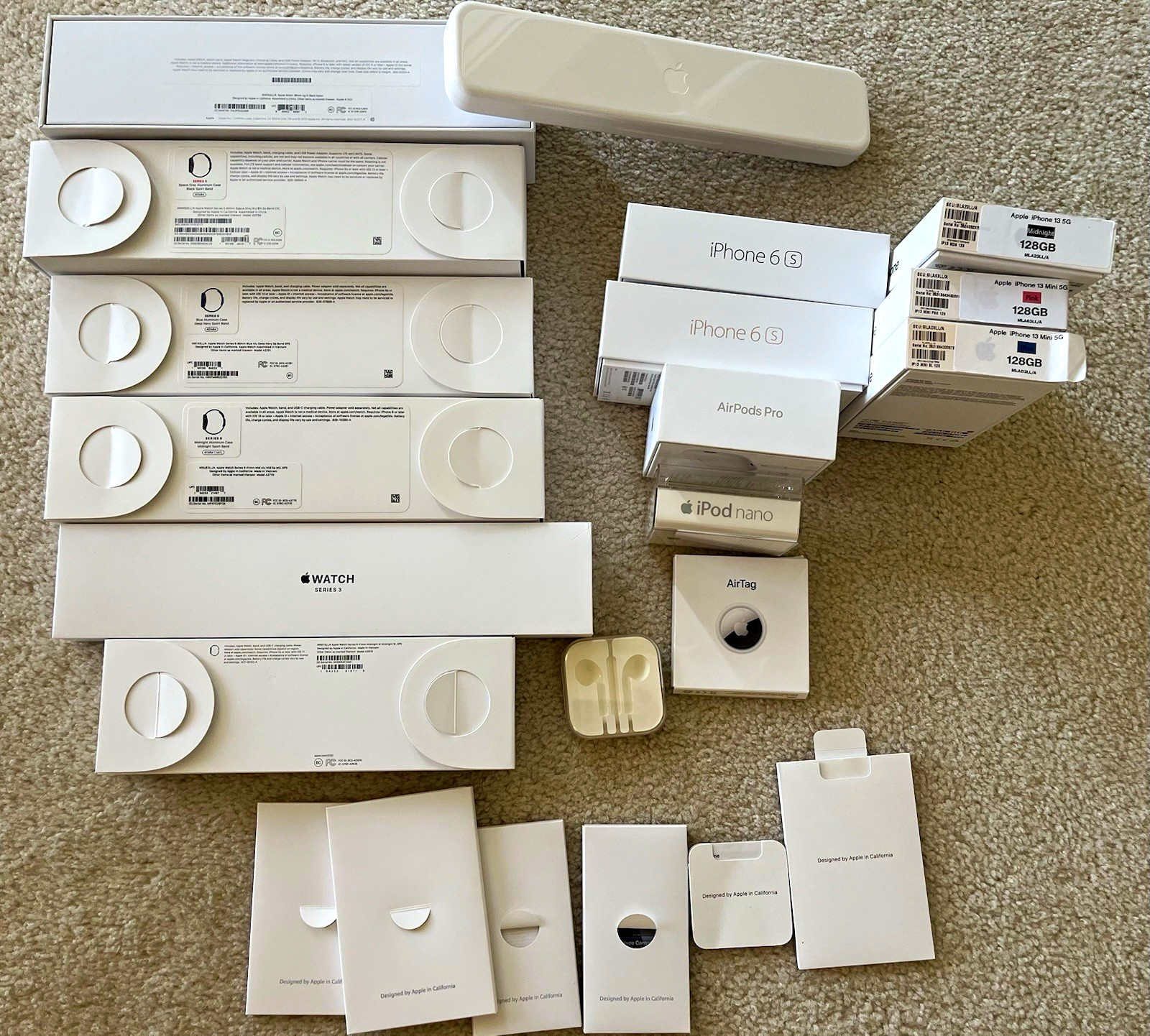 Apple Mixed Lot Empty Boxes/Packaging iPhone Watch AirPods AirTag iPod nano