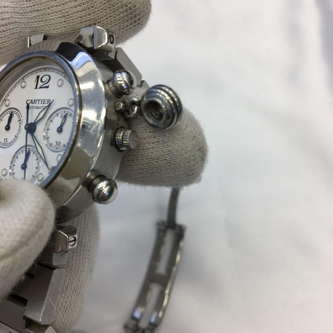 Cartier Watch Pasha C Chronograph 2412 Automatic Stainless Steel Water Resistant