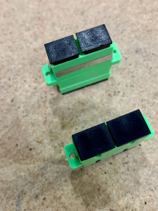 SC/APC to SC/APC Duplex OS2 Single Mode Fiber Adapter with Flange HU-SCA-DXF-SMF