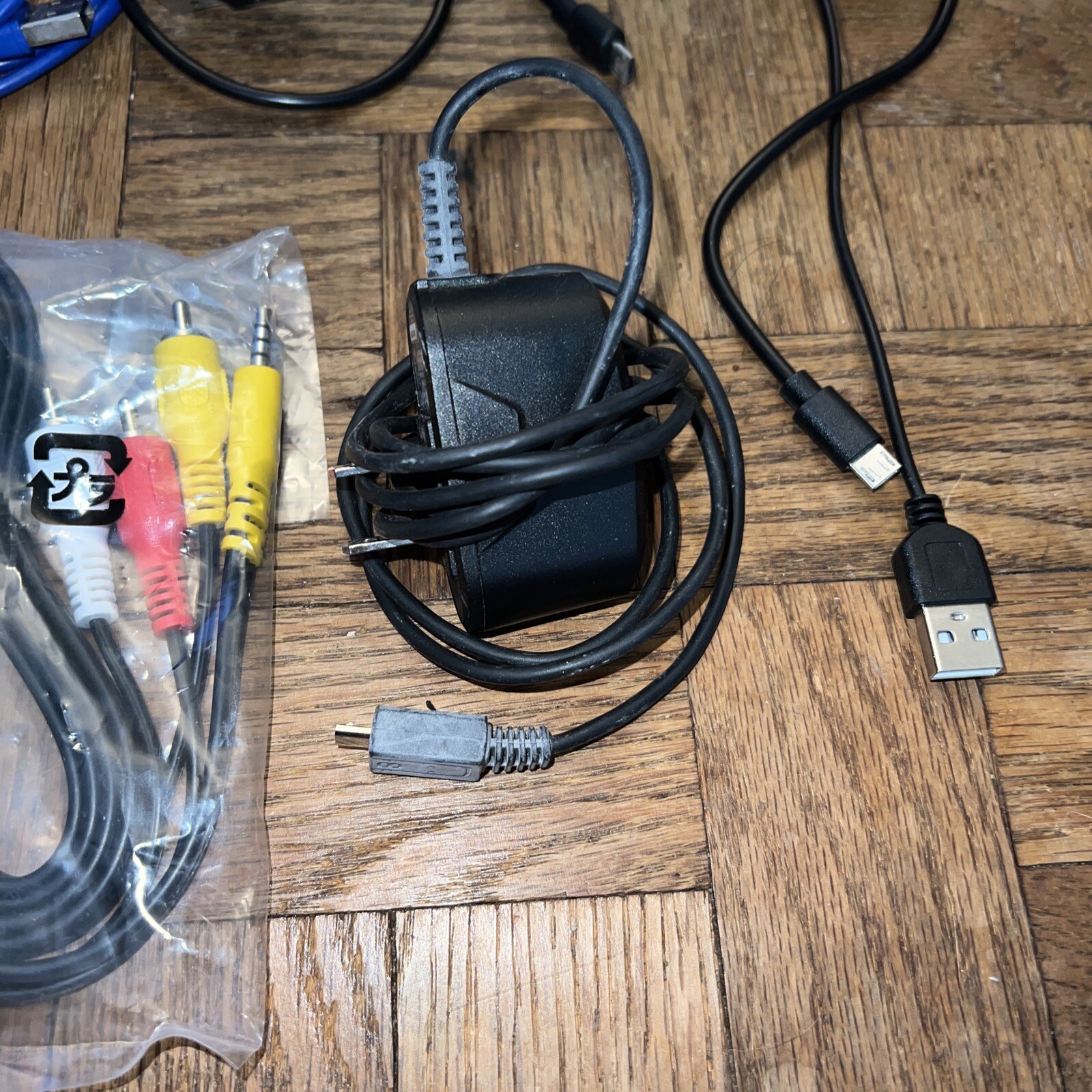 Electronics Lot Blue Micro Cables Cigarette Car Charger TV Audio Cable etc