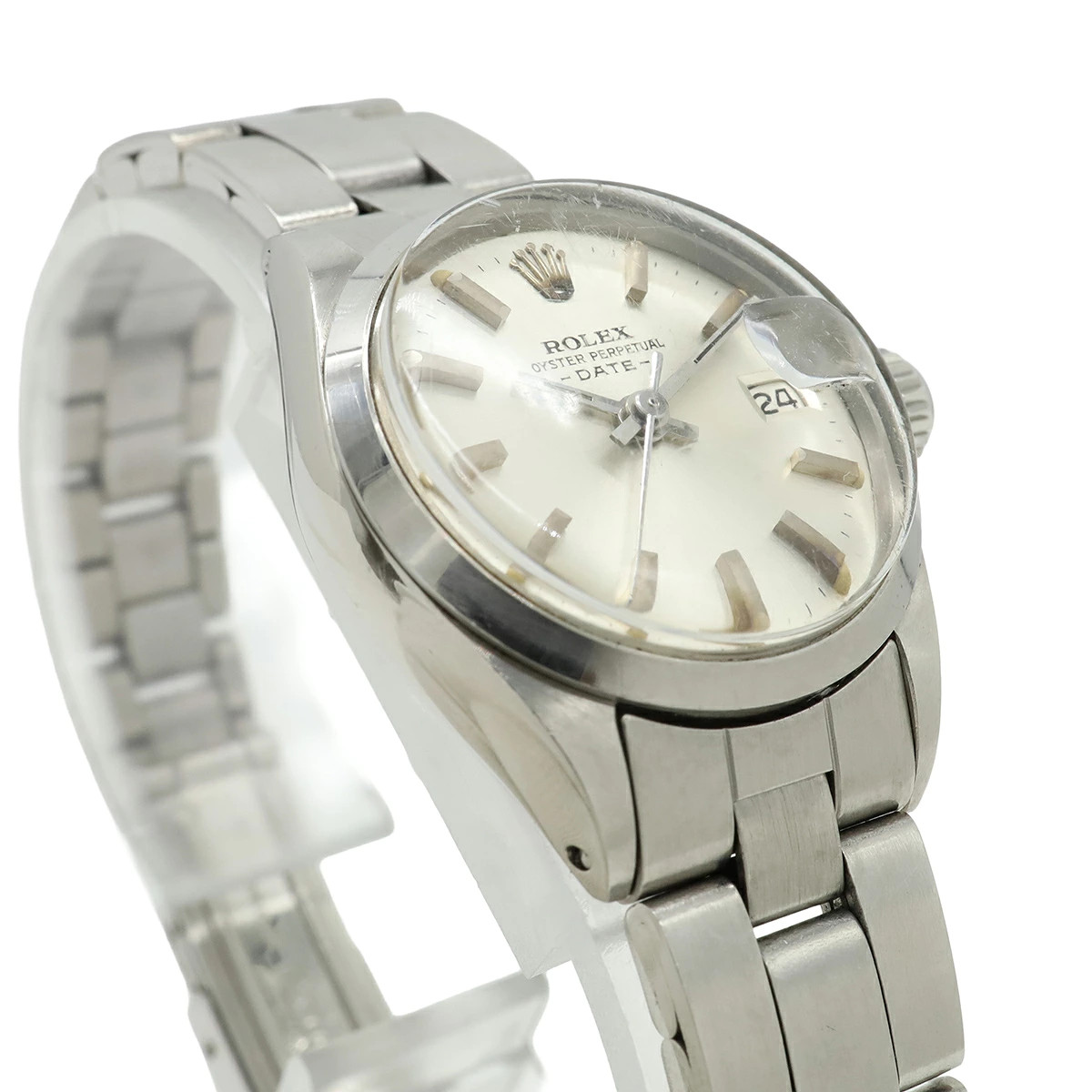 ROLEX Oyster Perpetual Date Silver Dial SS Ladies Automatic Watch Model 6516