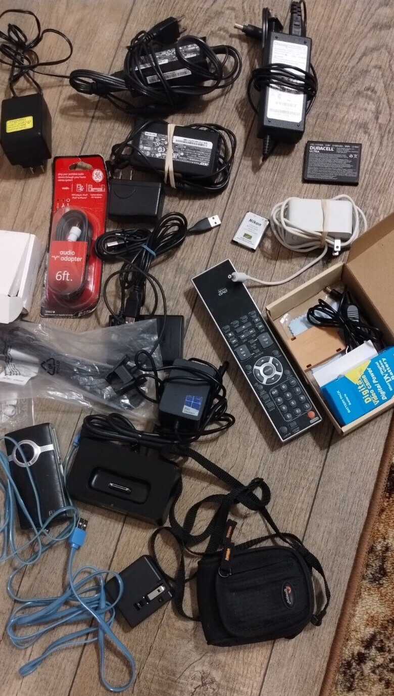Lot Random Tech Box – Electronics Cables Chargers Cases Power IPad Amplifier etc