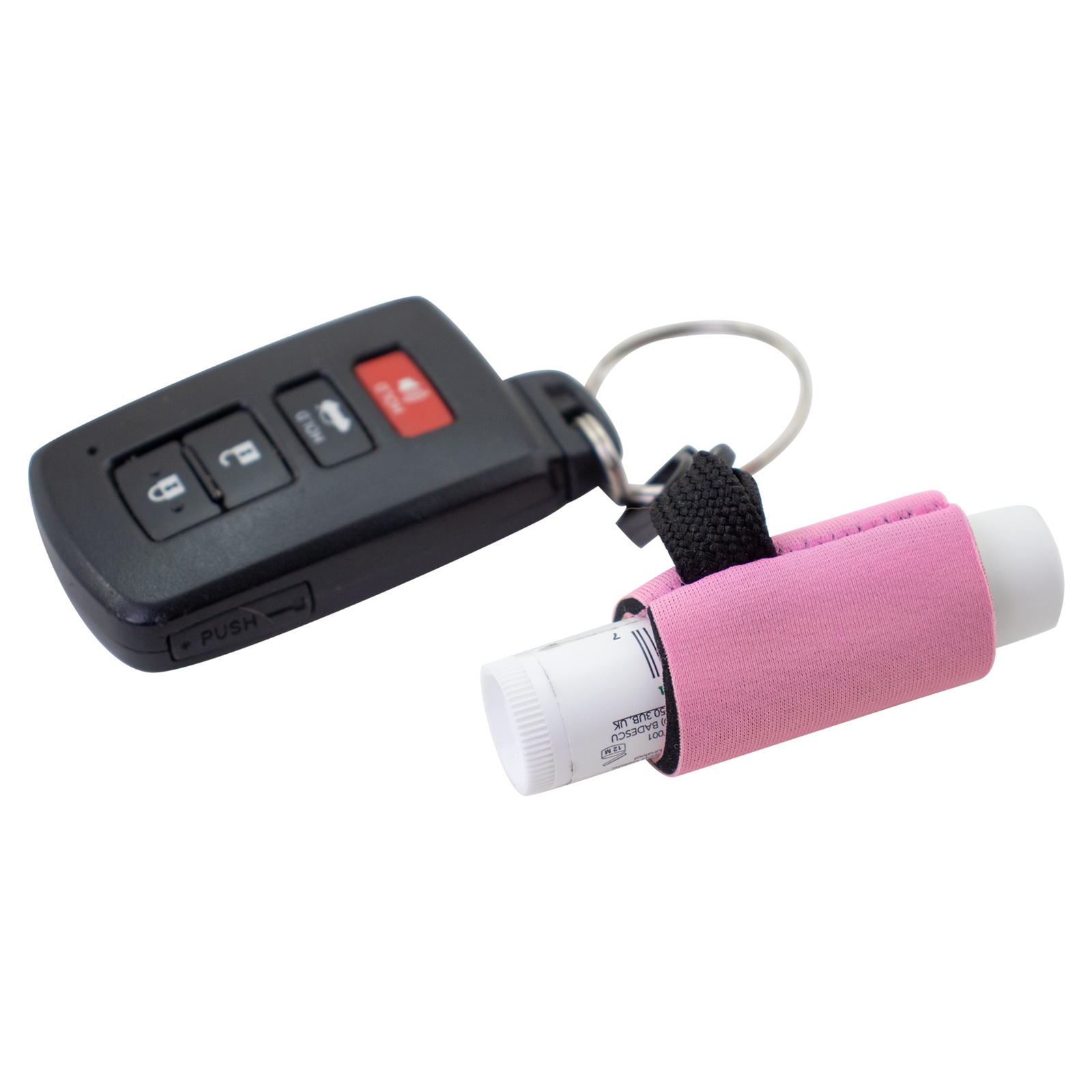 2 Clip-On Neoprene Pink Sleeve Lip Balm Holsters LIPSTICK HOLDER Key Chain