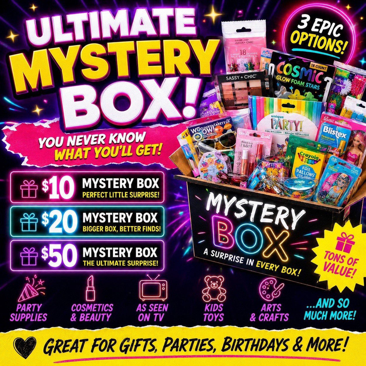 Mystery Box! YOU CHOOSE THE THEME! ALL BRAND NEW ITEMS! READ DESCRIPTION