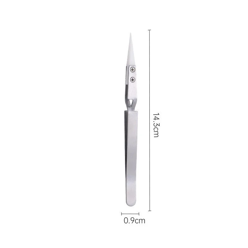 Stainless Steel Ceramic Tweezers Heat Resistant Non Conductive Ceramic tip