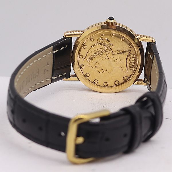 CORUM Coin Watch 1907 18K Gold Top Hand Wind Ladies Vintage 13.9g WORKING