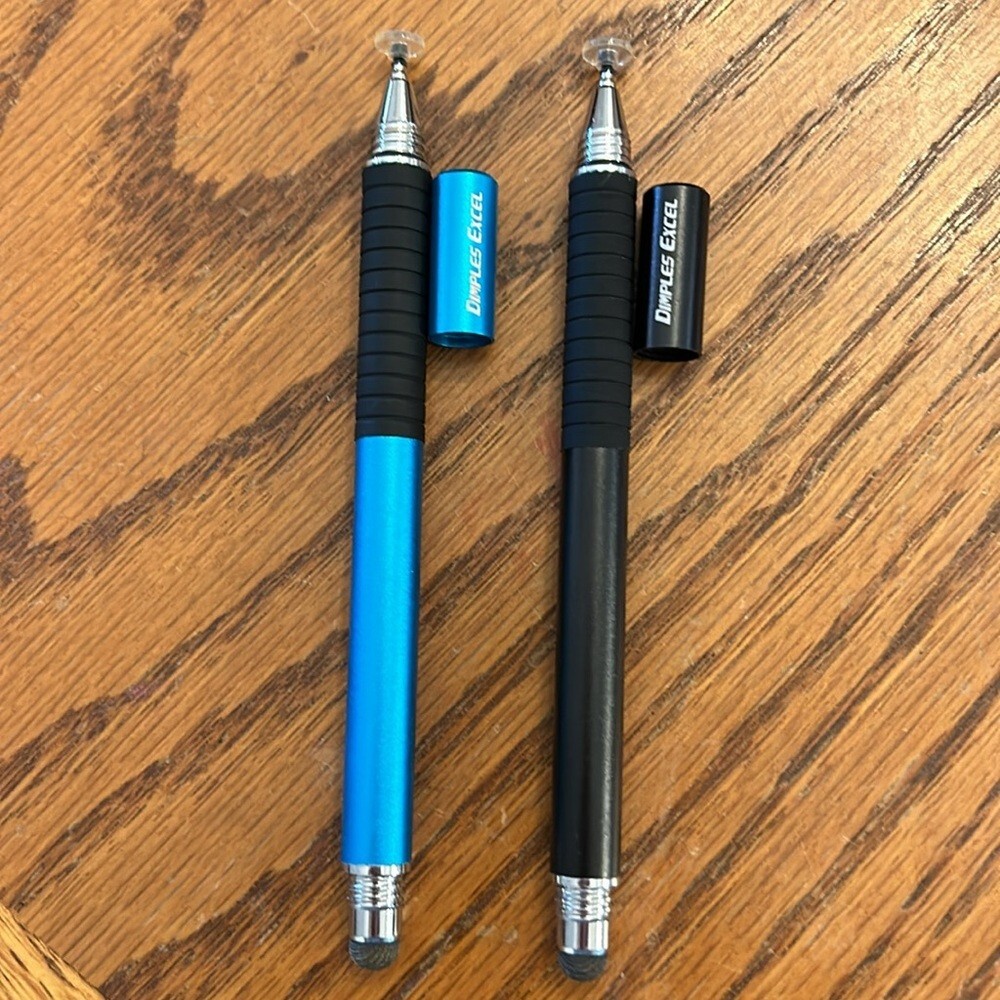 Dimples Excel 2n1 Silicone Disc/Fiber Tip Stylus Pens for Touch Screen Tablets