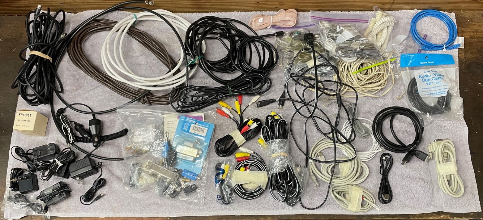 Lot of Electronics Cables, Connectors, Adaptors, Coaxial Hardware/Splitters