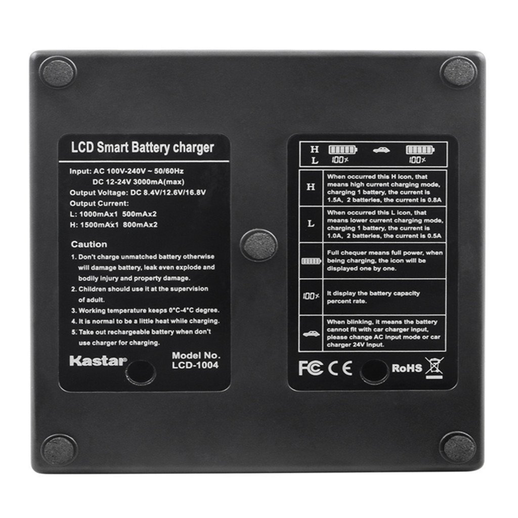 LPE6 Battery&LCD Dual Charger for Canon EOS 6D,7D,7D Mark II,60D, 60Da, 70D,XC10