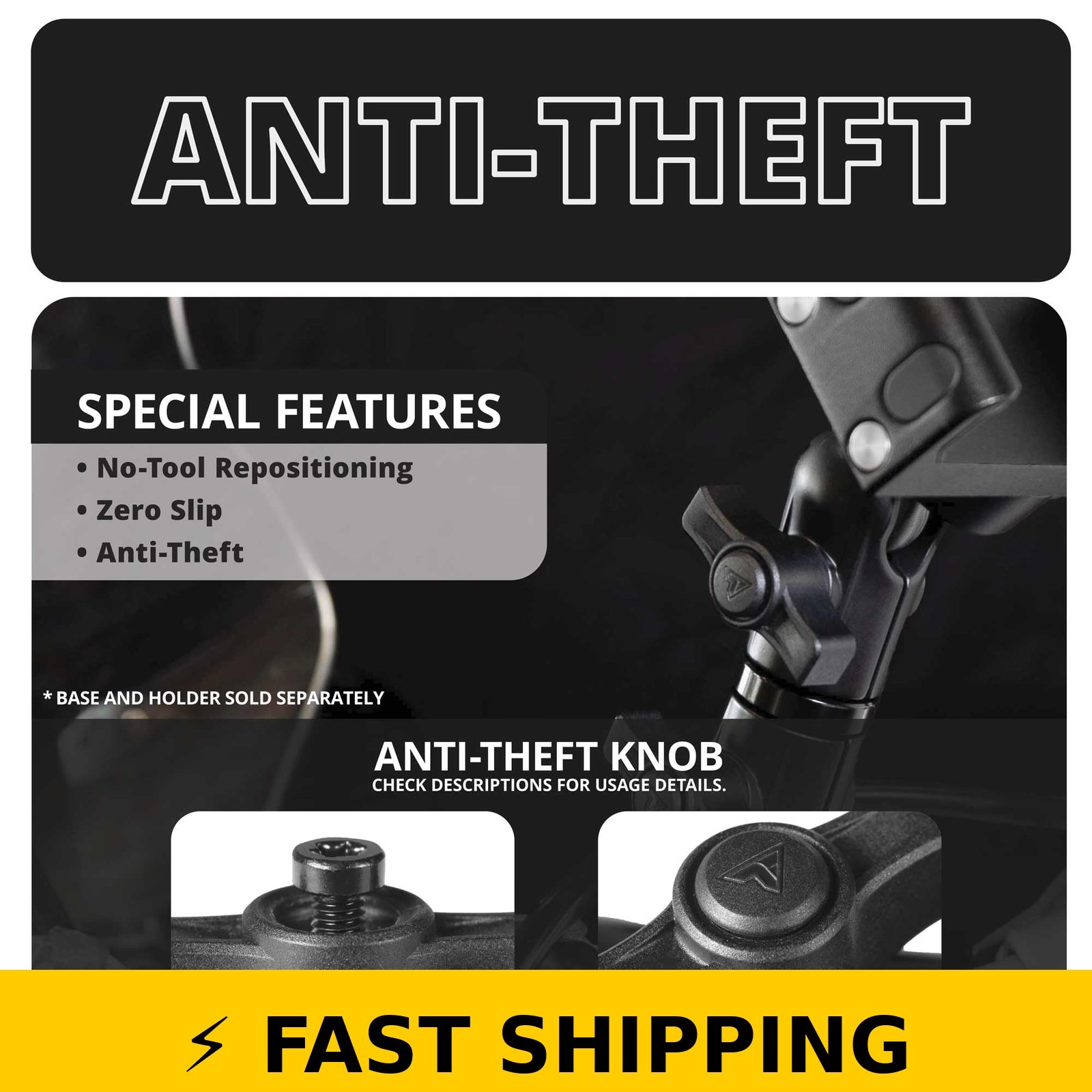 Tackform 3.5″ Metal Arm DuraLock 20 Series | Dual 20mm Sockets | Black