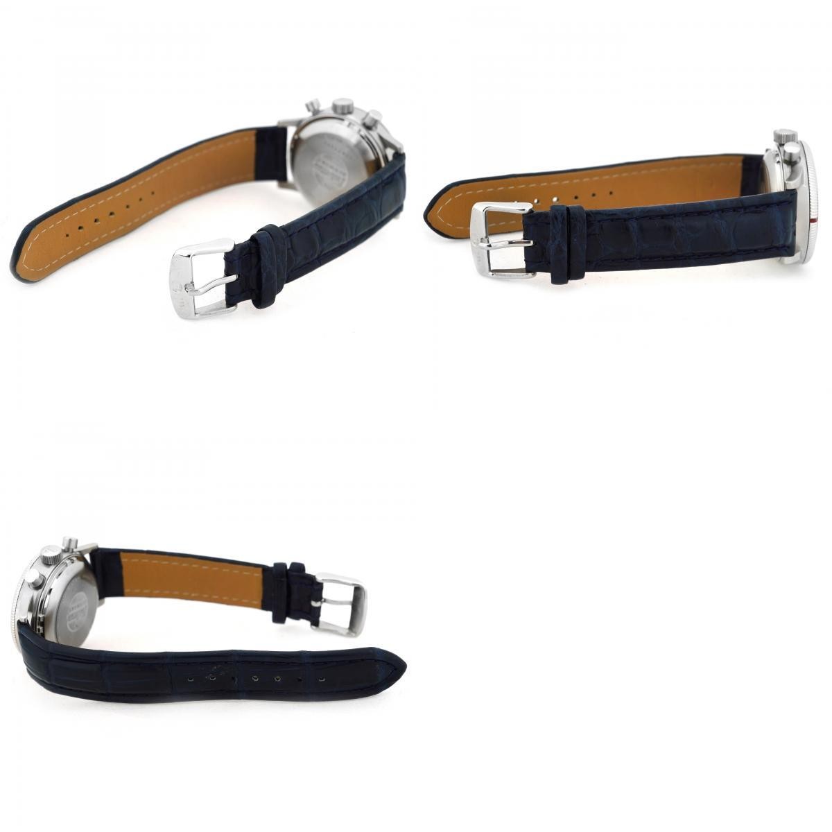 Tutima Flieger Chronograph 780-73 Automatic Mens Watch White Dial Leather Belt
