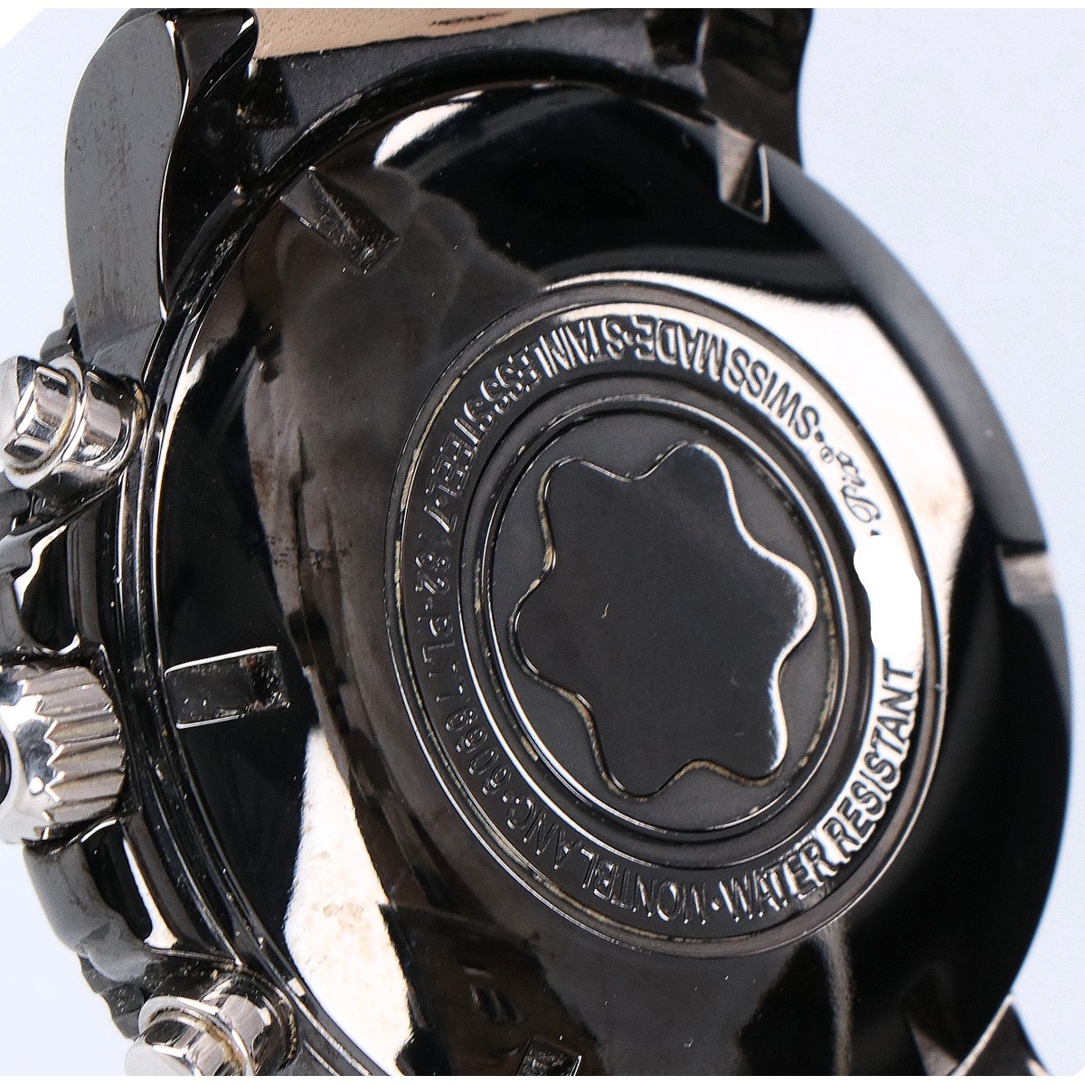 MONTBLANC Watch 104279 Sport Chronograph Date Leather Strap Automatic Black Mens