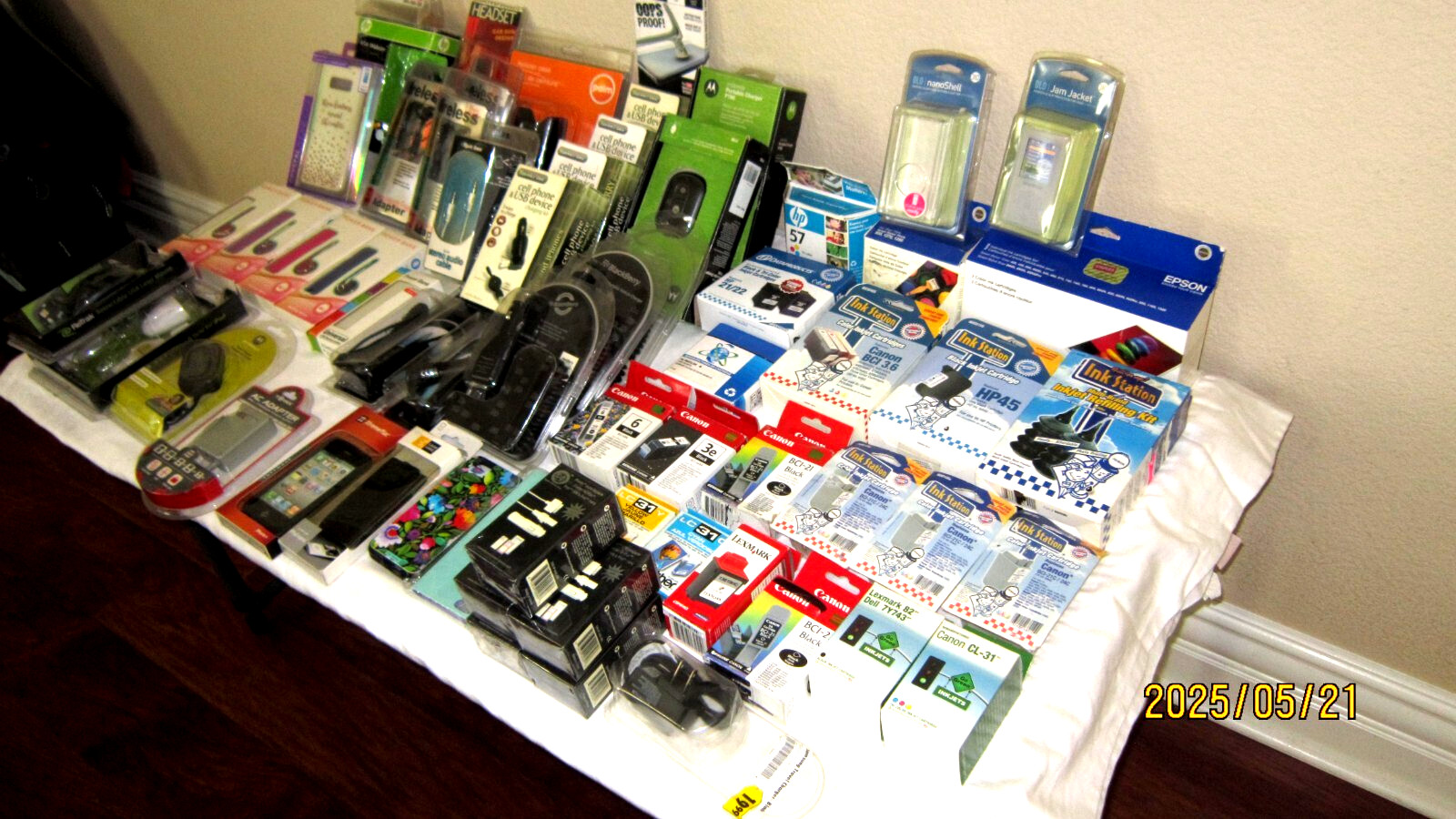 62 Pc. Cellular Phone Cases, Accessories, Charges,Ink Cartridges-All New/Returns