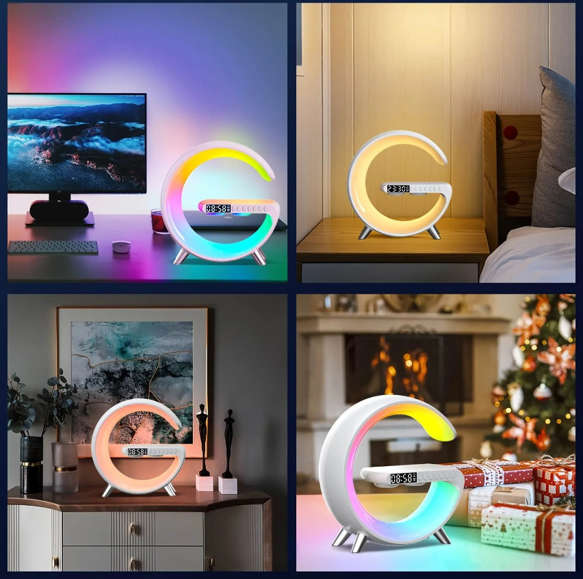 Multifunction Wireless Charger Pad Stand Speaker TF RGB Night Light 15W