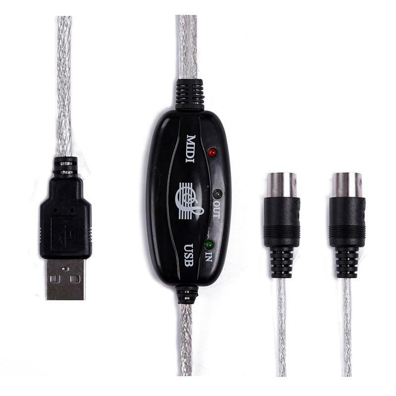 USB to MIDI Cable Adapter 2 in 1 PC Synthesizer Music Studio Keyboard Adapter