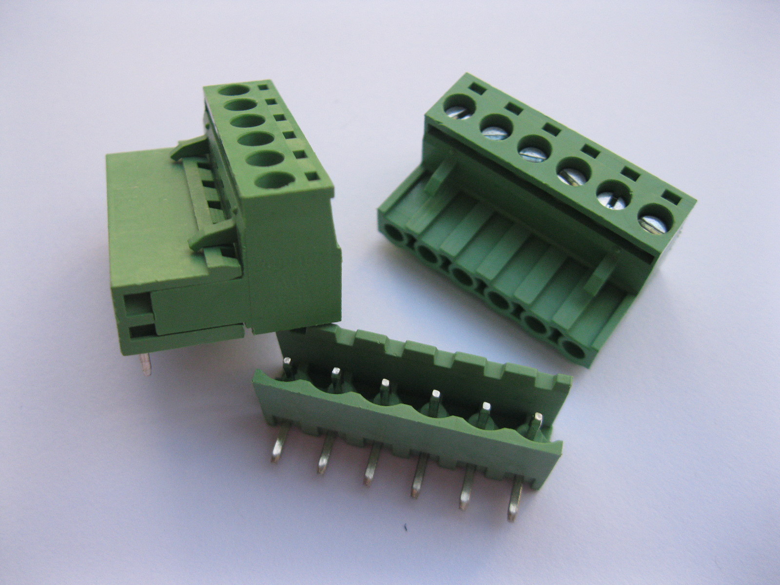 10 pcs 5.08mm Angle 6 pin Screw Terminal Block Connector Pluggable Type Green