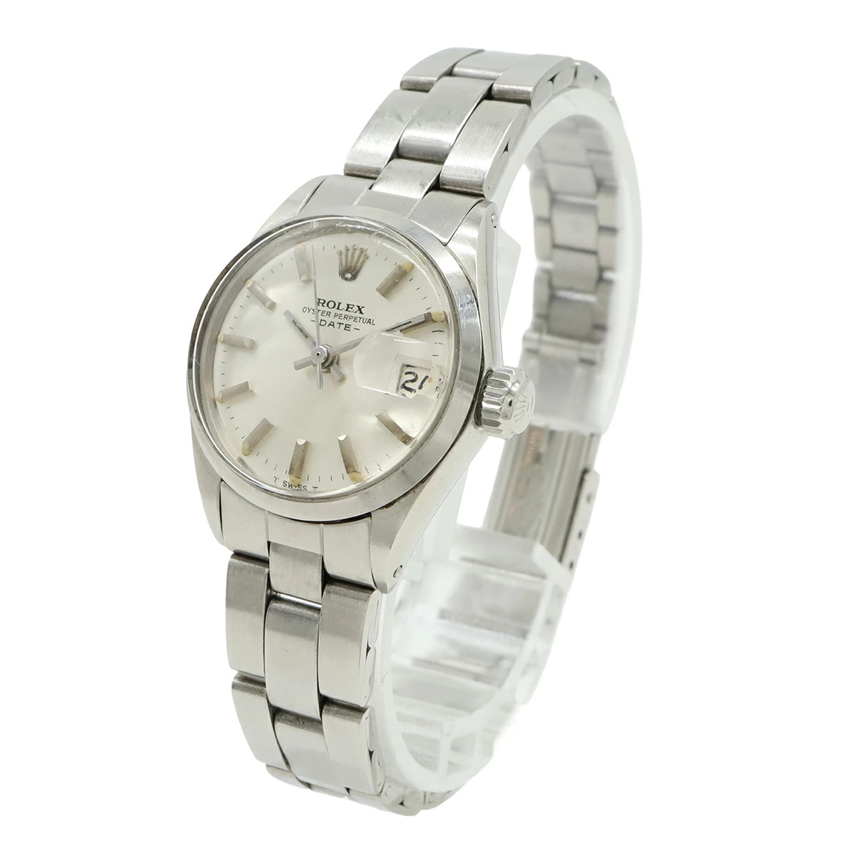 ROLEX Oyster Perpetual Date Silver Dial SS Ladies Automatic Watch Model 6516