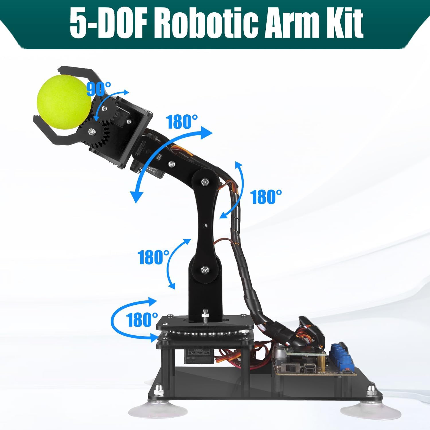 5DOF Robotic Arm Kit Compatible with Arduino IDE, Programmable DIY Coding STEM E