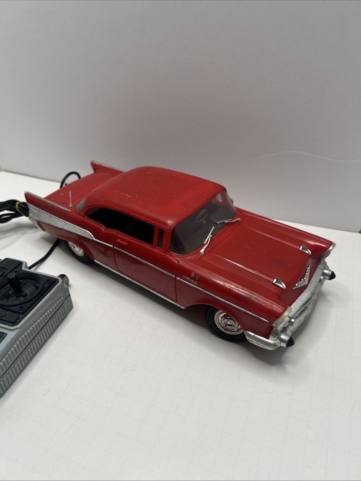 Works! Vintage New Bright 1957 Chevy w/Remote Red RC Car Lights 1986