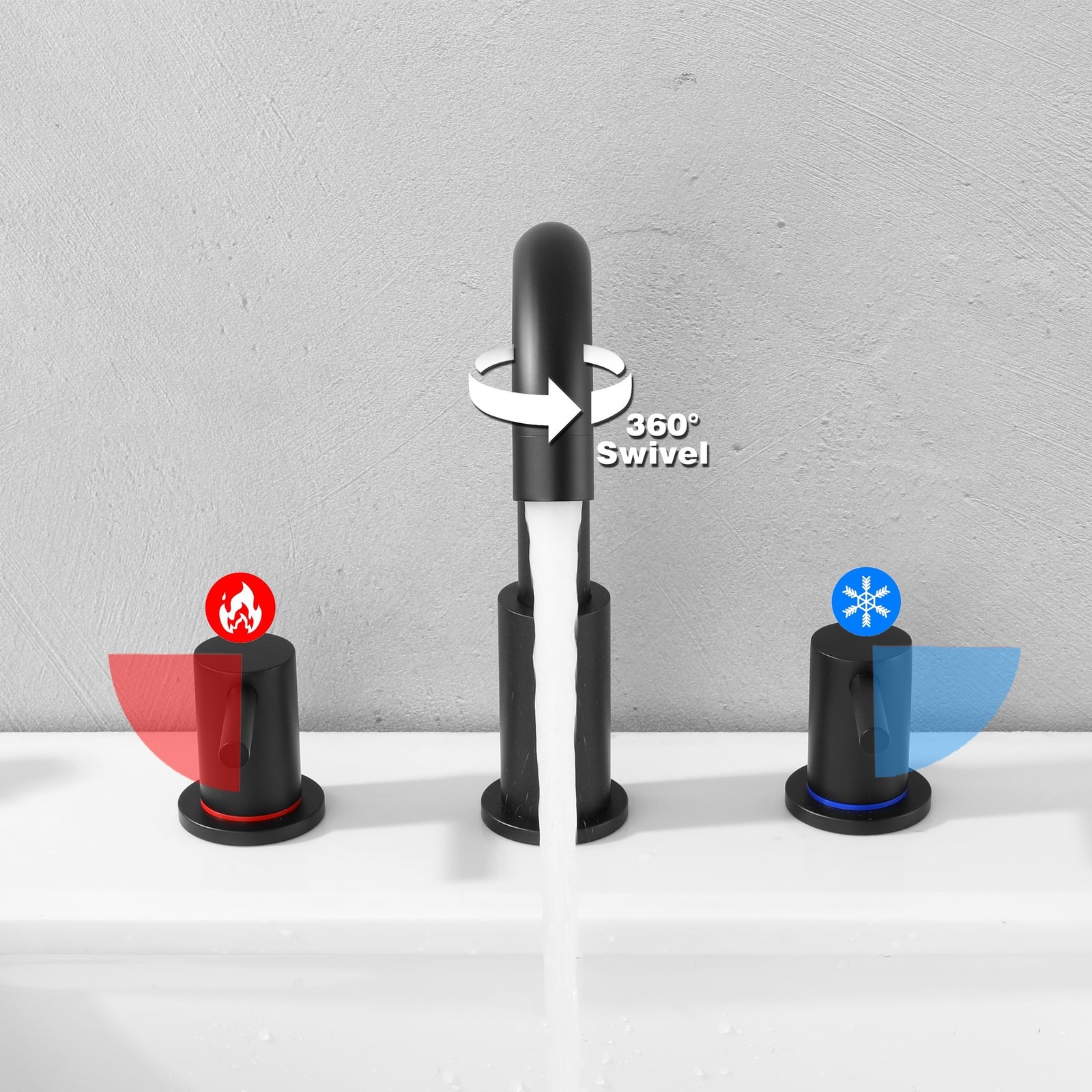 Black Bathroom Faucets 3 Hole, Matte Black Bathroom Faucet with Pop up Drain,…