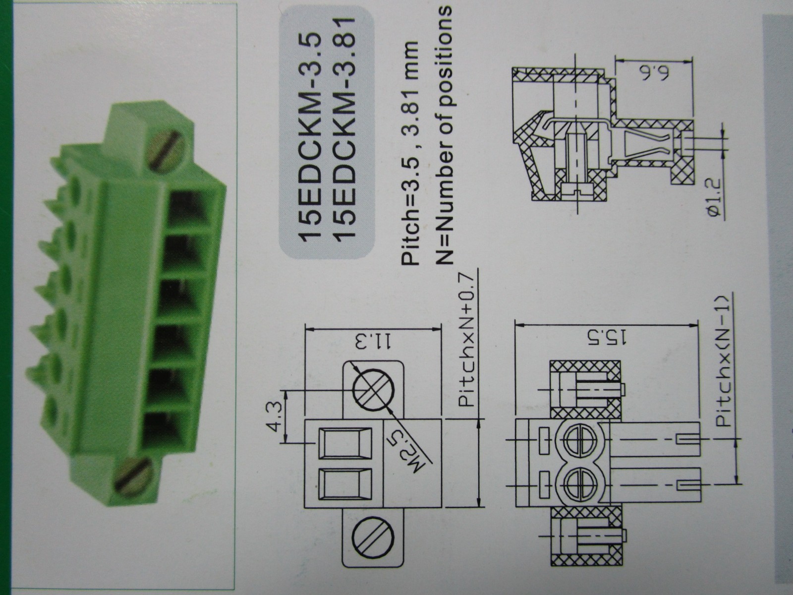 20 pcs with Embossmen Pitch 3.81mm Straight 4 pin Screw Terminal Block Connector