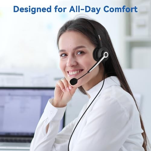 Wantek Corded Office Phone Headset Mono Noise Canceling Mic RJ Connector